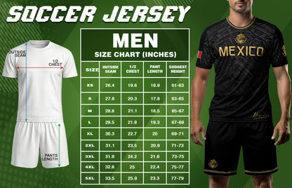 Mexico Soccer Jersey Black Gold Aztec Pattern – Football Shirt for Men Fans