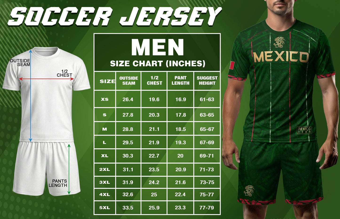 Mexico Soccer Jersey Green Aztec Heritage Pride - Estados Unidos Mexicanos Football Shirt
