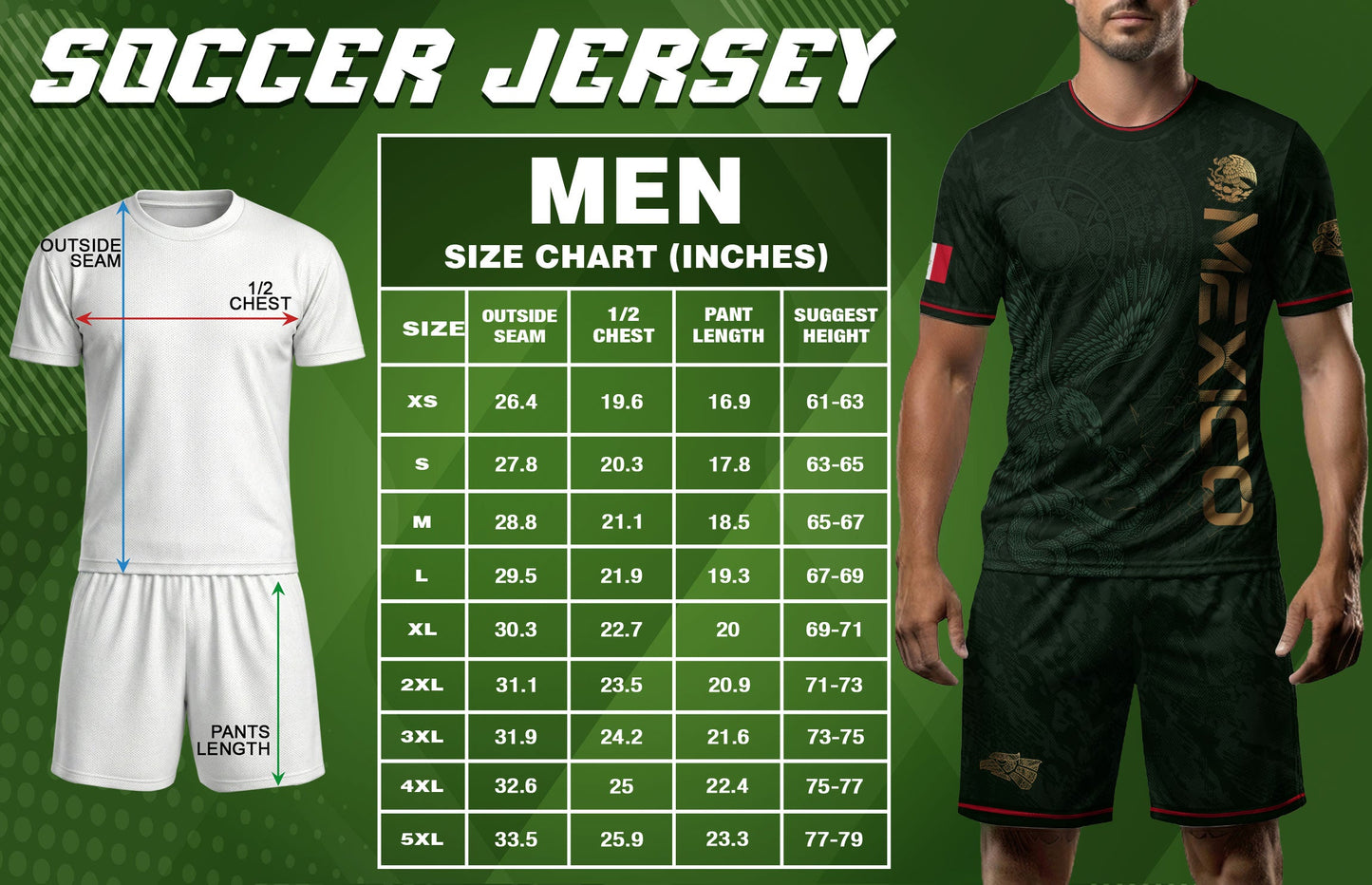Green Mexico Football Jersey Aztec Eagle Mexican Soccer Fan Apparel Tee