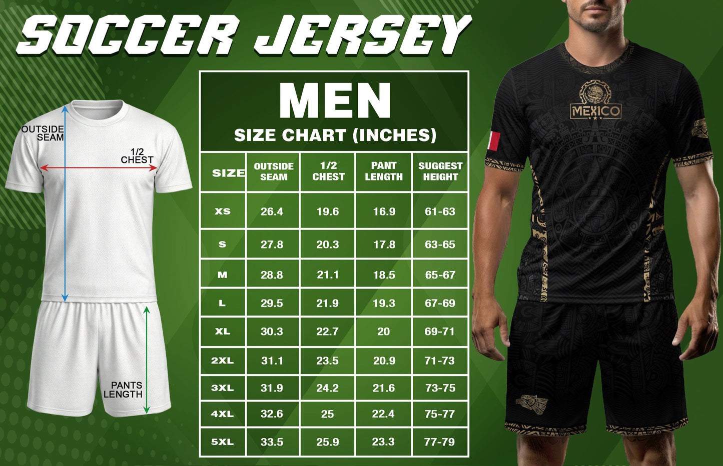 Mexico Soccer Jersey Aztec Sun Calendar Black Gold Football Shirt for Fans