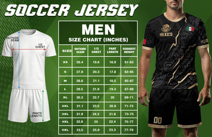 Mexico Soccer Jersey Black Gold Aztec Eagle Heritage Custom Mexican Football Shirt