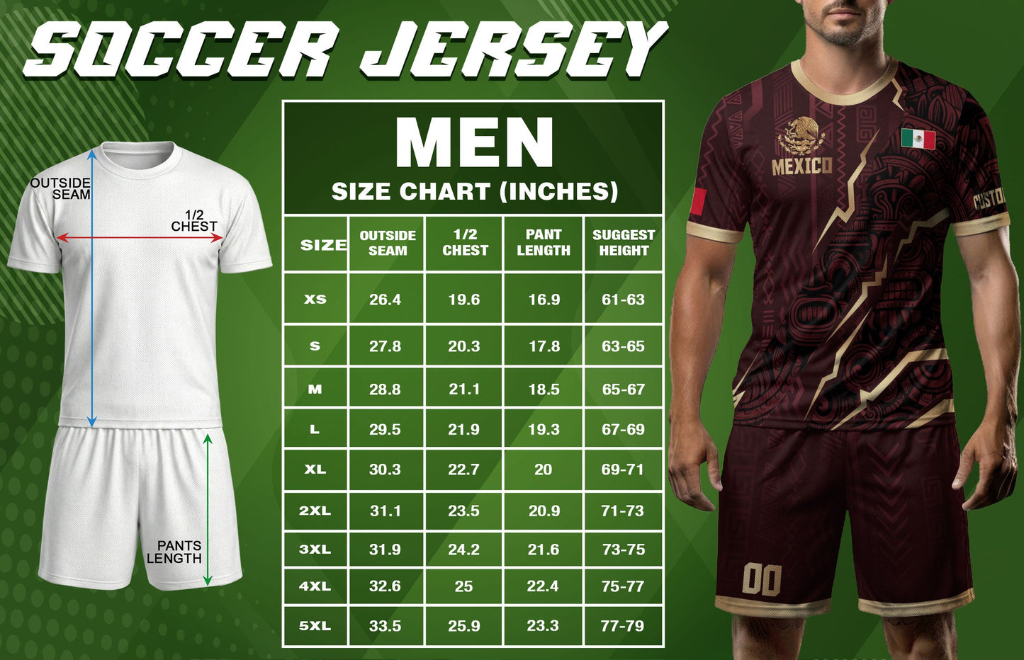 Custom Mexican Heritage Jersey Maroon Aztec Design Mexico Eagle Soccer Shirt Men Women