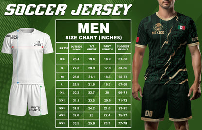 Custom Mexico Aztec Eagle Jersey Green Gold Mexican Pride Heritage Football Soccer Shirt
