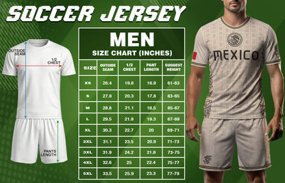 Beige Mexico Soccer Jersey Aztec Heritage Pattern Mexican Football Shirt Unisex
