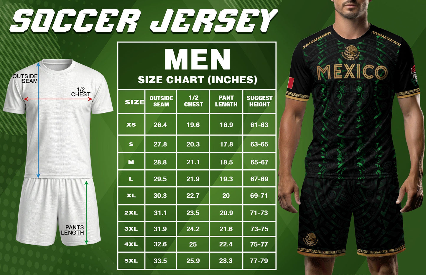 Playera de Mexico para Hombre – Mexican Soccer Jersey in Black Green, Mexico Shirt
