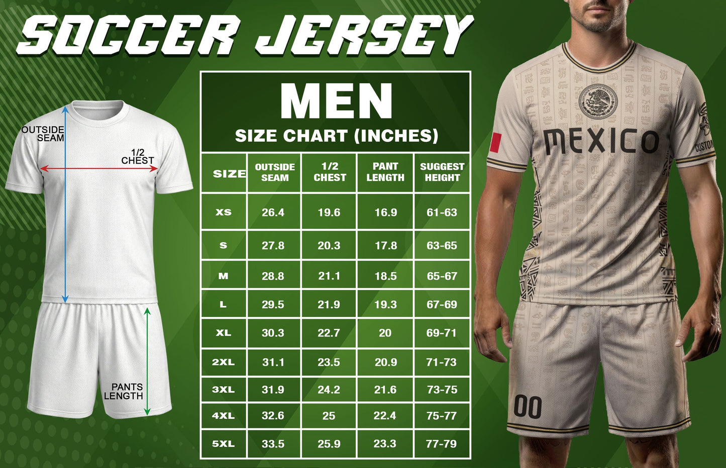 Custom Mexico Soccer Jersey Sand Mayan Glyphs Culture Men Mexican Football Shirt