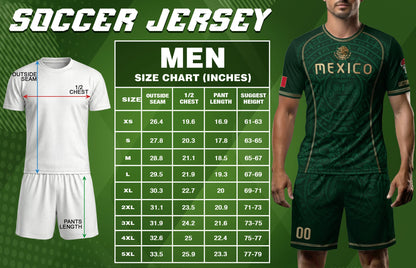 Custom Mexico Soccer Jersey Green Aztec Calendar Culture Men Mexican Football Shirt