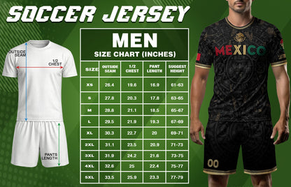 Personalized Mexico Soccer Jersey Black Aztec Calendar Men Mexican Football Shirt Flag
