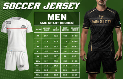 Mexico Soccer Jersey Men Black Gold Aztec Football Shirt Retro Fan Apparel