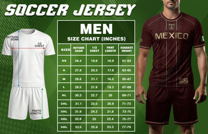 Mexico Soccer Jersey Men Maroon Gold Heritage Football Shirt Aztec Style Top