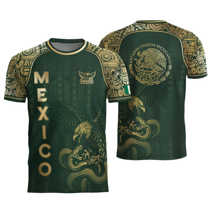 Mexico Heritage Green Gold Eagle Fighting Snake Mythological Soccer Jersey