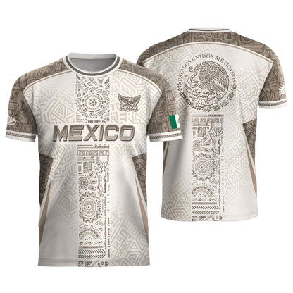 Mexico White Aztec Heritage Pattern Soccer Jersey Mexican Culture Design
