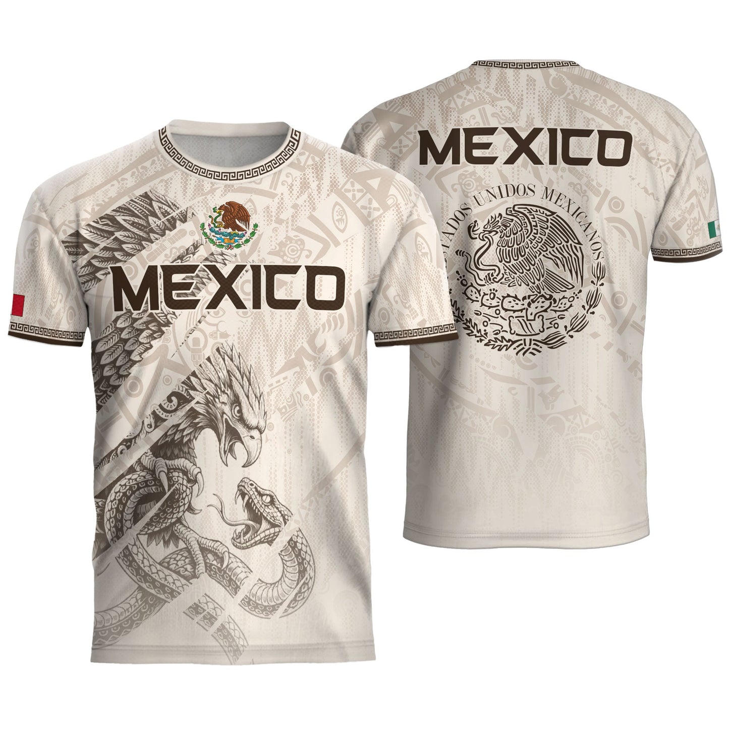 Mexico Soccer Jersey White Aztec Eagle & Snake - Premium National Team Football Shirt