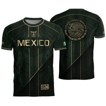 Mexico Soccer Jersey Dark Green Gold Football Shirt Aztec Fan Men Edition Apparel