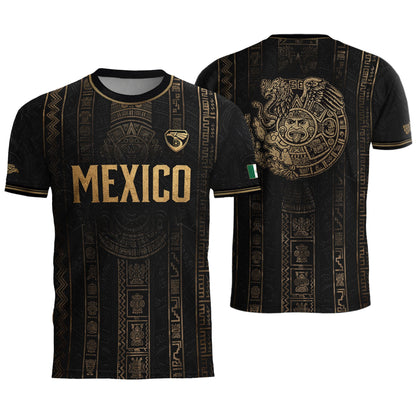 Mexico Soccer Jersey Black Gold Aztec Calendar Football Shirt Fan Men Edition Tee