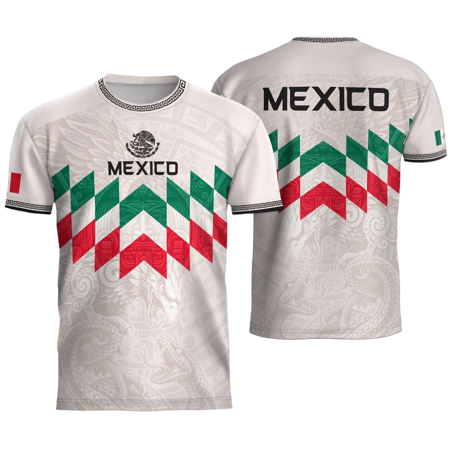 Mexico Soccer Jersey White Chevron Aztec - Mexico National Team Fan Heritage Shirt