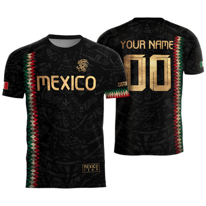 Custom Mexico Soccer Jersey Men Women Black Gold Mexican Football Jersey Playera De Mexico Jersey De Mexico