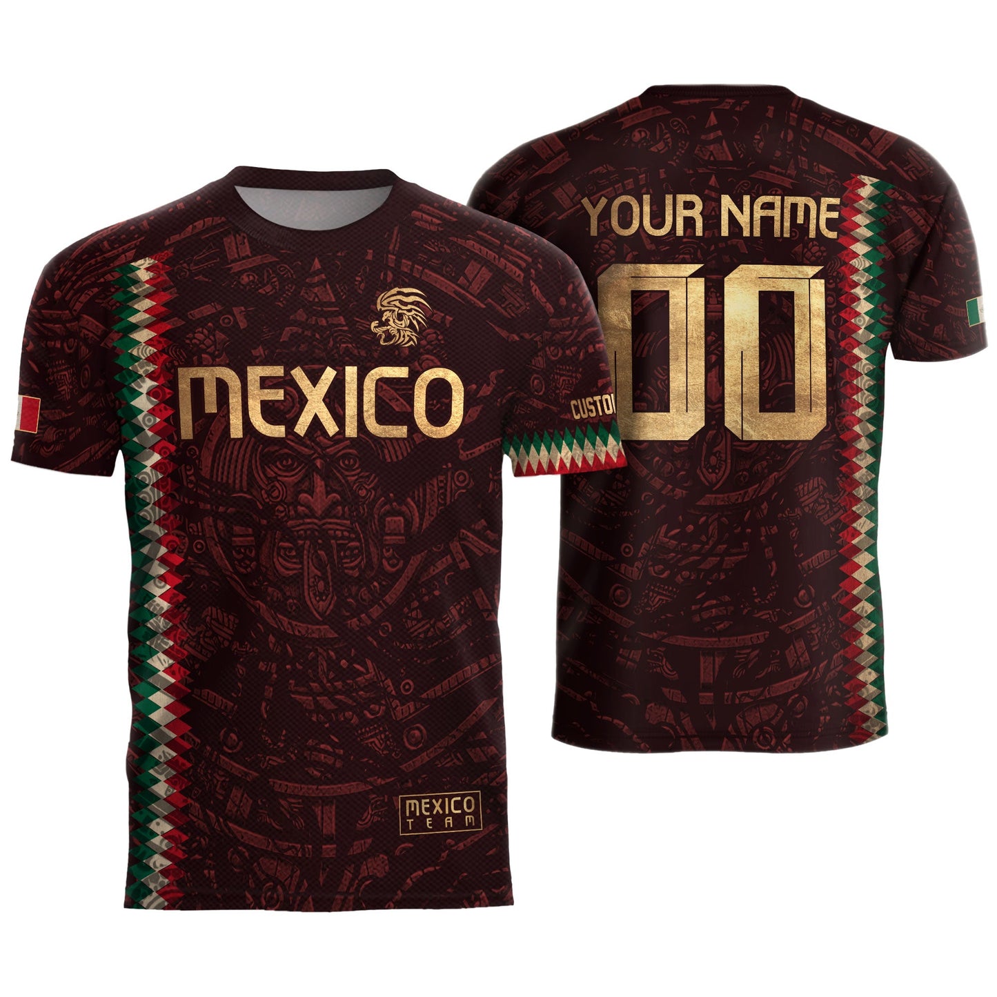 Custom Mexico Soccer Jersey Men Women Maroon Gold Mexican Football Jersey Playera De Mexico Jersey De Mexico