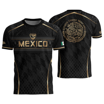 Mexico Soccer Jersey Men Black Gold Aztec Football Shirt Retro Fan Apparel