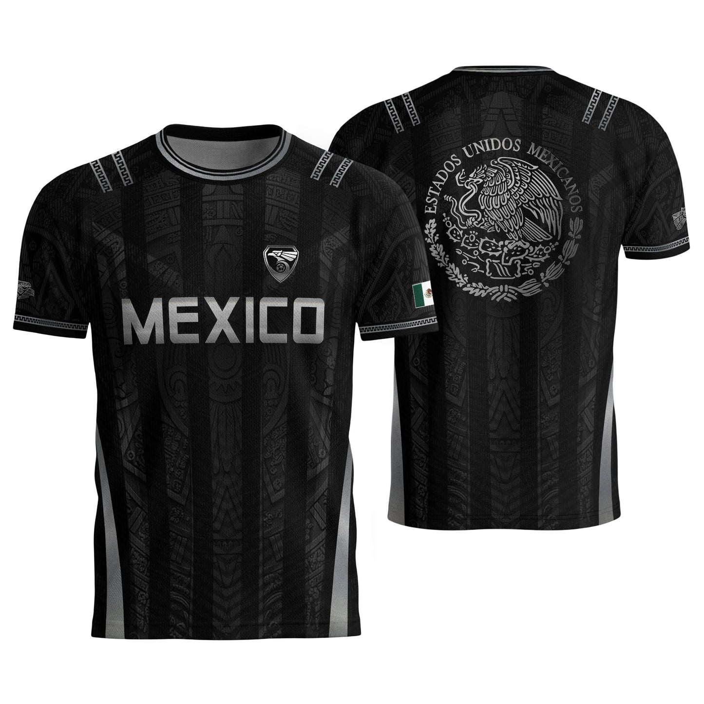 Mexico Soccer Jersey Men Black Aztec Eagle Crest Mexican Football Shirt