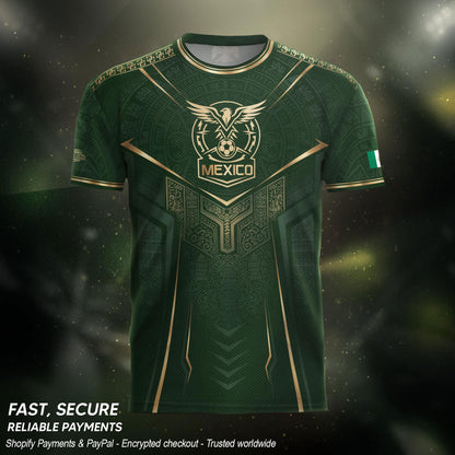 Mexico Soccer Jersey Green Aztec Sun Stone Edition - Mexico Fan Heritage Style Shirt