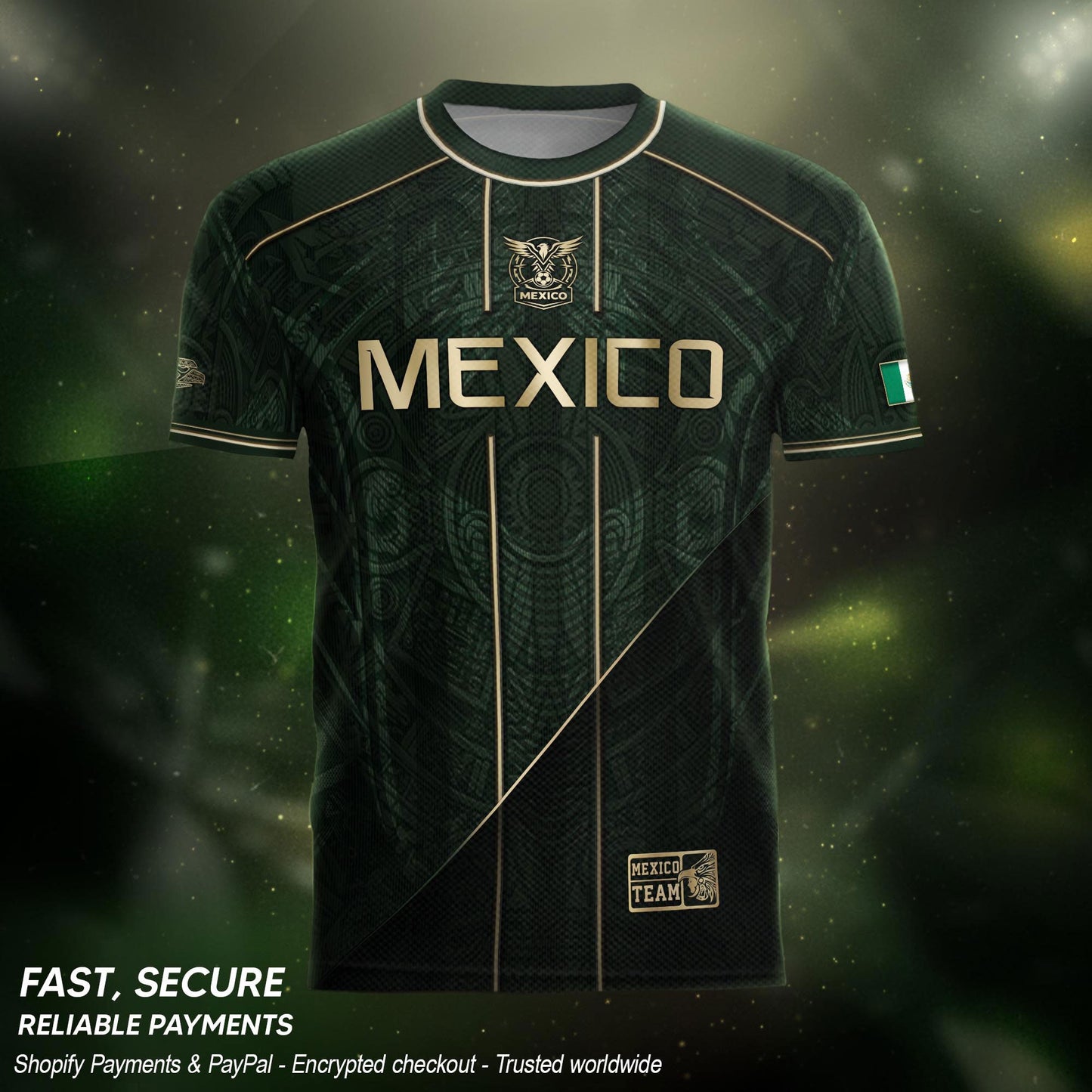 Mexico Green Gold Aztec Eagle Heritage Estados Unidos Mexicanos Soccer Jersey Football