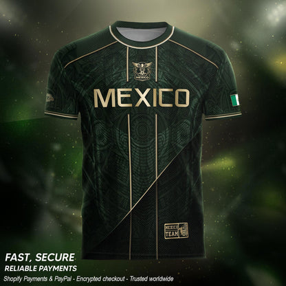 Mexico Green Gold Aztec Eagle Heritage Estados Unidos Mexicanos Soccer Jersey Football