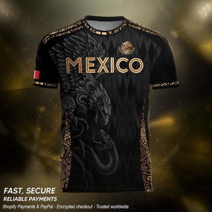 Mexico Soccer Jersey Black Gold Eagle Aztec Football Shirt Men Fan Edition