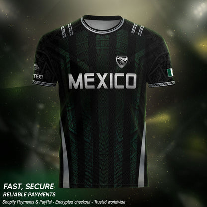 Black Mexico Soccer Jersey Custom Name Number Aztec Warrior Spirit Football Shirt
