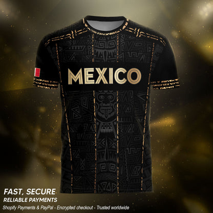 Mexico Soccer Jersey Black Design, Aztec Style Football Shirt for Fans