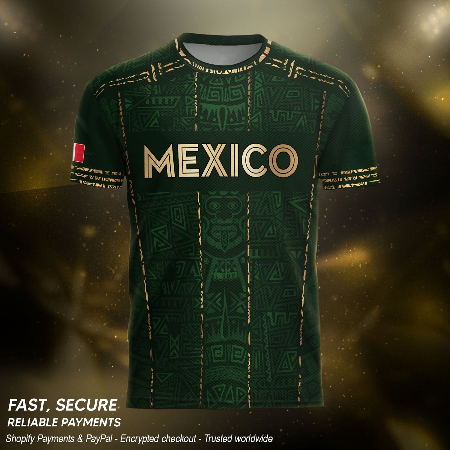 Mexico Soccer Jersey Green Pattern, Stylish Aztec Football Shirt Fans