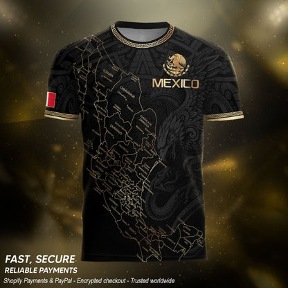 Mexico Soccer Jersey Black Mexico Map - Mexico National Team Fan Football