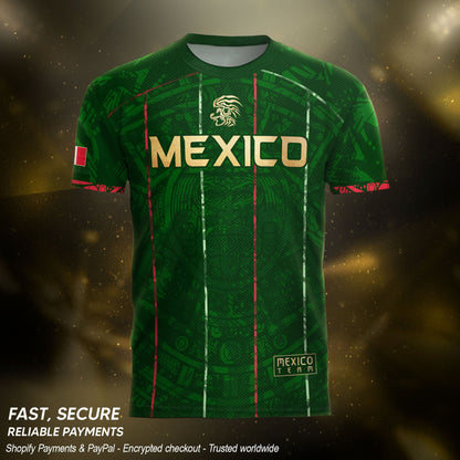 Mexico Soccer Jersey Green Aztec Heritage Pride - Estados Unidos Mexicanos Football Shirt