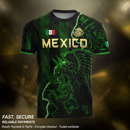 Mexico Soccer Jersey Green Black Electric Eagle - Mexico National Team Fan Heritage Shirt