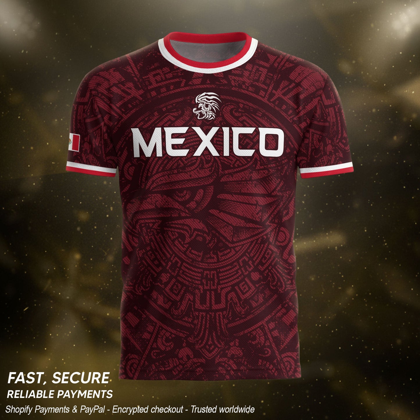 Men's Burgundy Mexico Aztec Eagle Graphic T-Shirt – Tribal Heritage Mexico Print Tee