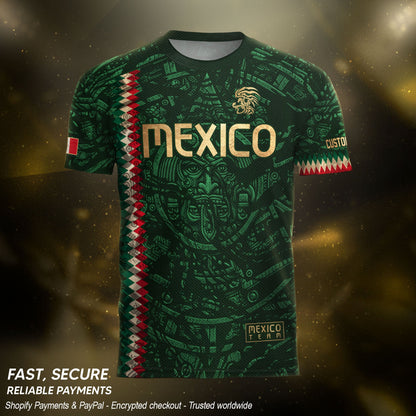 Custom Mexico Soccer Jersey Men Women Green Gold Mexican Football Jersey Playera De Mexico Jersey De Mexico