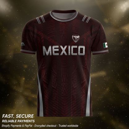 Mexico Soccer Jersey Men Maroon Silver Eagle Football Shirt Retro Fan Apparel