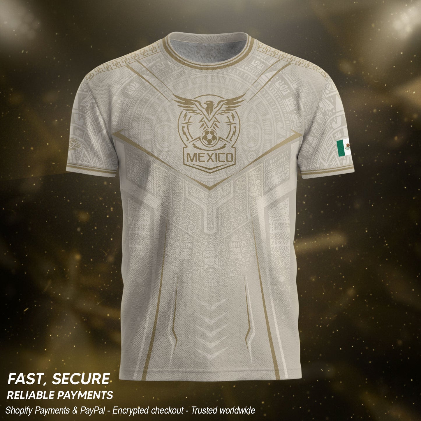 Mexico Soccer Jersey Aztec Eagle Heritage Football Men Shirt Mexico Fan Tee Beige