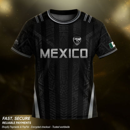 Black Mexico Soccer Jersey Youth Tribal Eagle Football Shirt Premium Sports Top