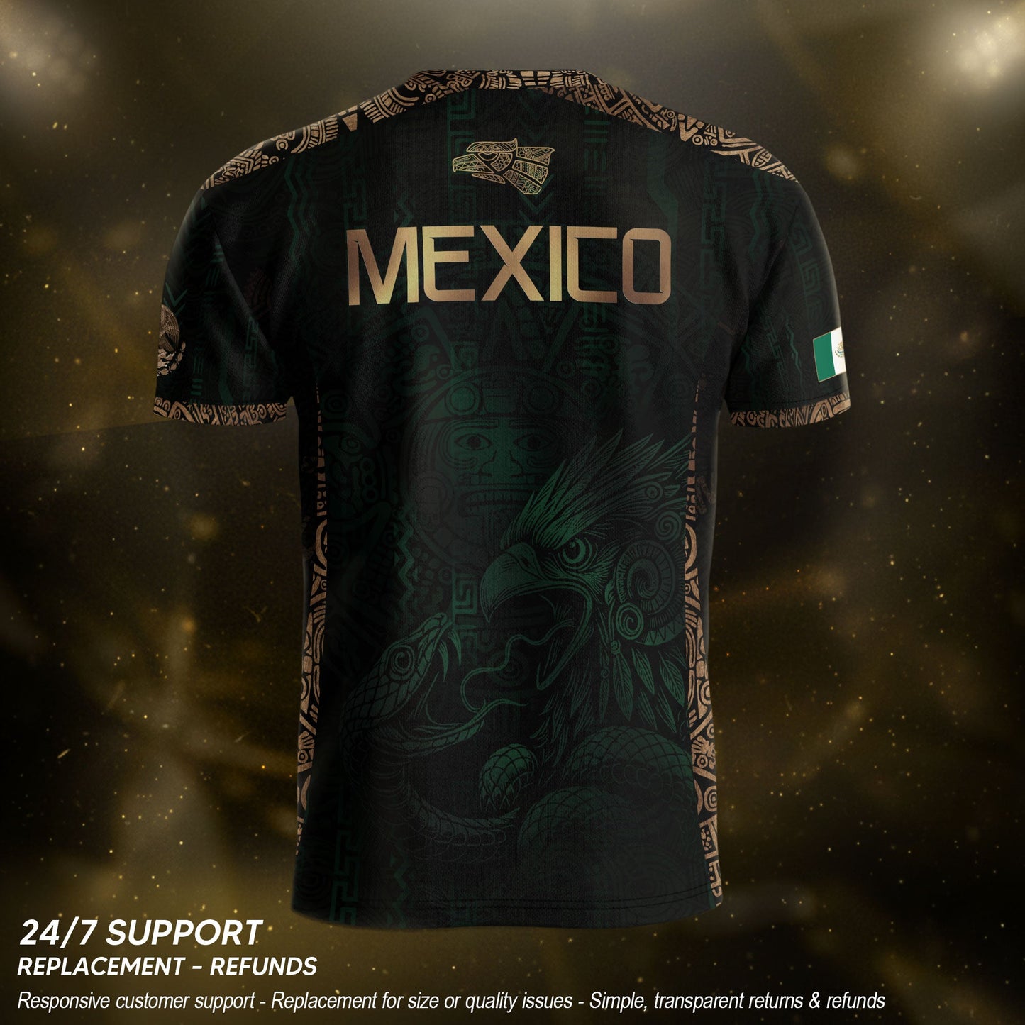 Mexico Green Gold Aztec Eagle Warrior Soccer Jersey