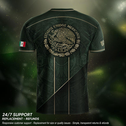 Mexico Green Gold Aztec Eagle Heritage Estados Unidos Mexicanos Soccer Jersey Football