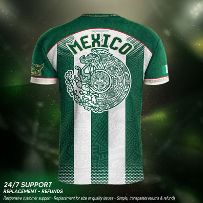 Mexico Soccer Green White Aztec Pattern Football Design Mexico Fan Heritage Style
