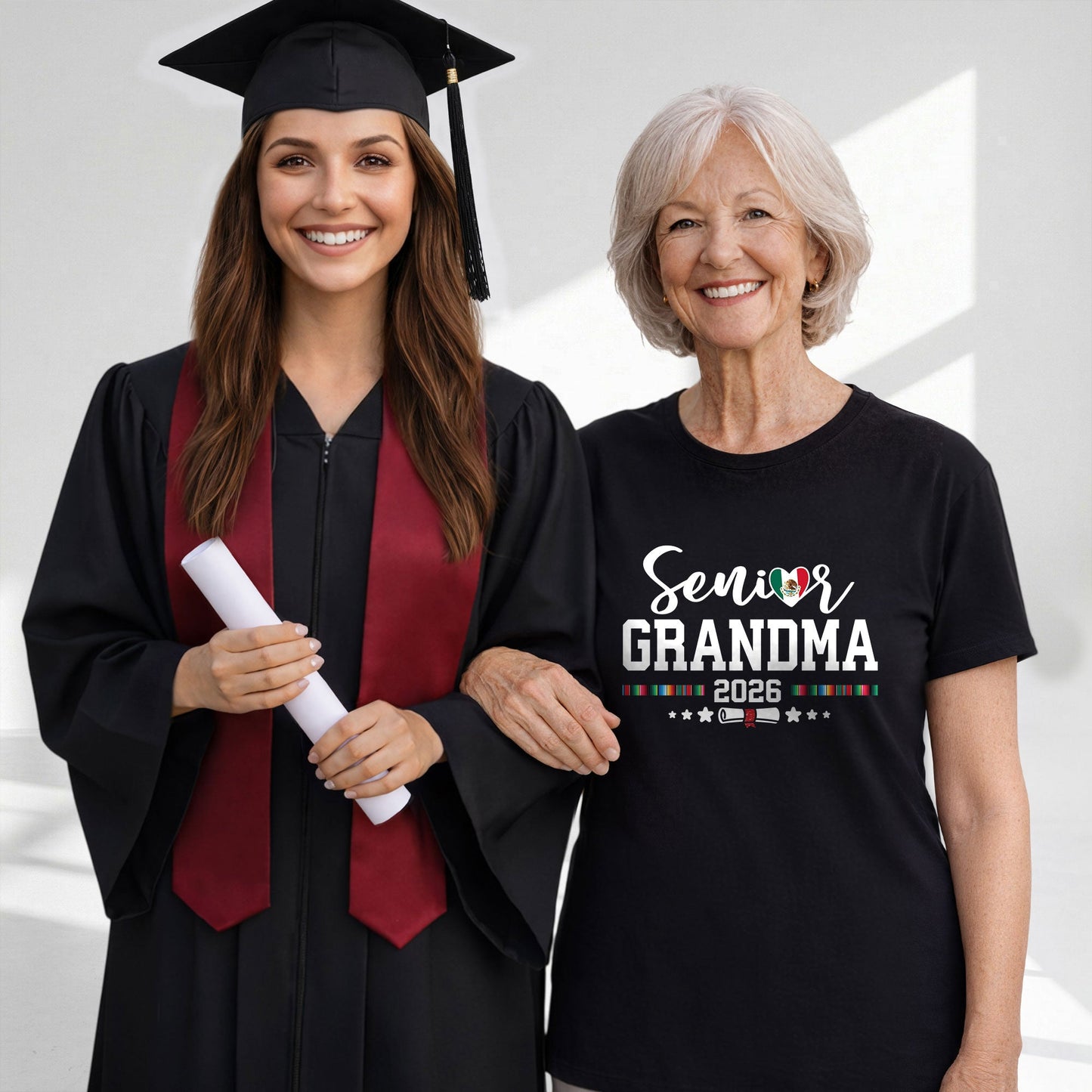 Senior Family 2026 Mexico Flag Heart Shirt - Proud Mexican Serape Graduation Tee