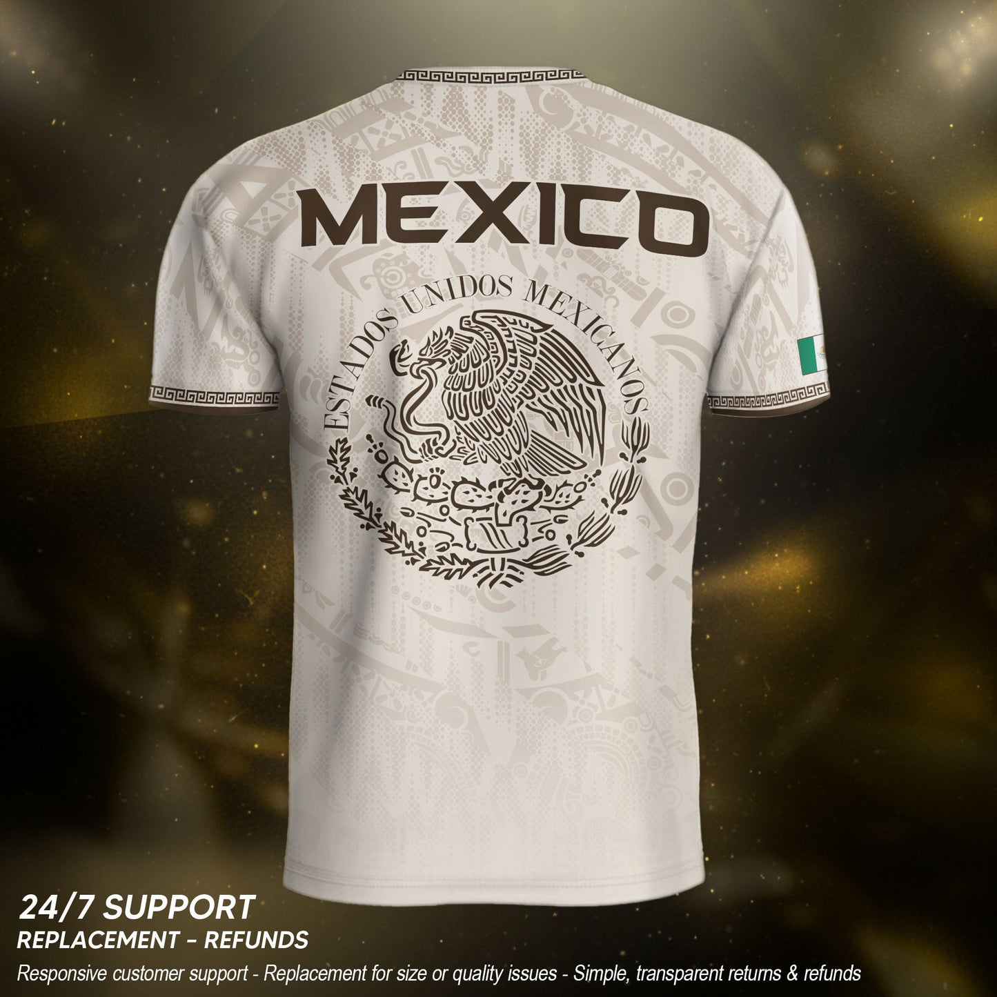 Mexico Soccer Jersey White Aztec Eagle & Snake - Premium National Team Football Shirt