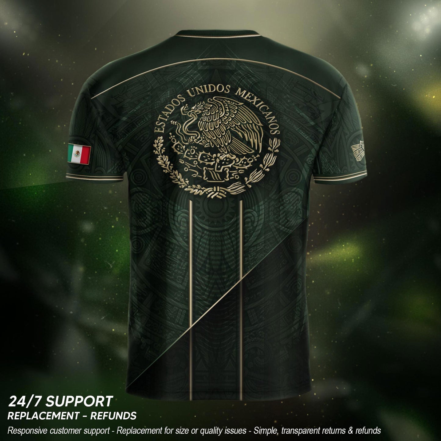 Mexico Soccer Jersey Dark Green Gold Football Shirt Aztec Fan Men Edition Apparel