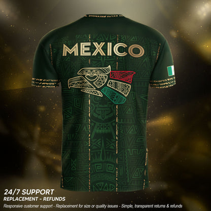 Mexico Soccer Jersey Green Pattern, Stylish Aztec Football Shirt Fans