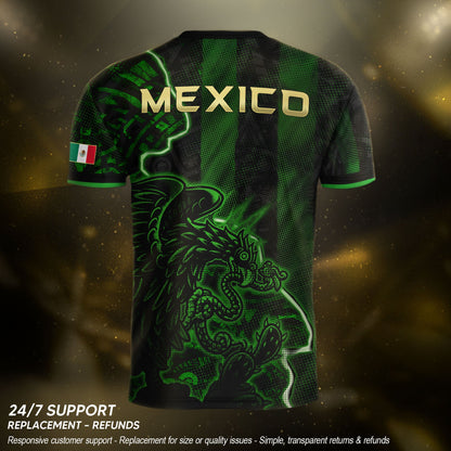 Mexico Soccer Jersey Green Black Electric Eagle - Mexico National Team Fan Heritage Shirt