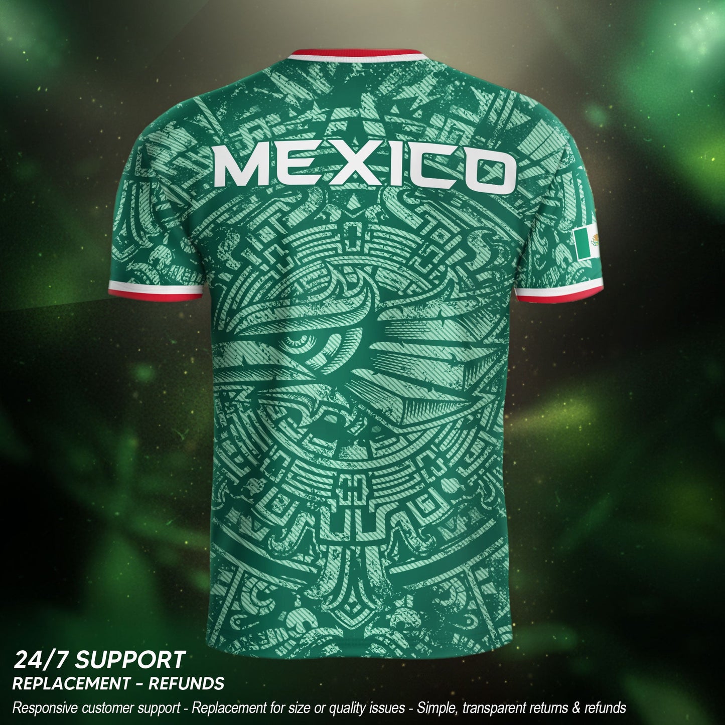 Represent Mexico Soccer Jersey Aztec Eagle Print - Ancient Eagle Heritage Football Shirt Men Gift