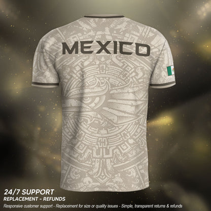 Mexico Soccer Jersey Beige Aztec Eagle - Modern Heritage Football Fan Tee