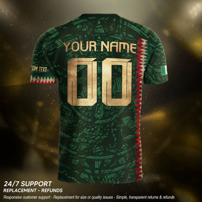 Custom Mexico Soccer Jersey Men Women Green Gold Mexican Football Jersey Playera De Mexico Jersey De Mexico